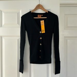 Tory Burch shrunken Simone cardigan, size small, black